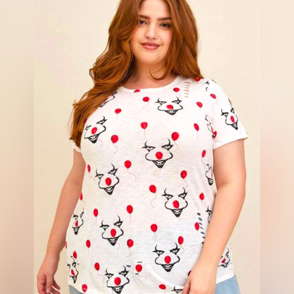🌸3/$30🌸Torrid distressed Pennywise IT movie Horror/Clown T Shirt Sz 3